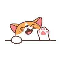 Cute cat waving paw cartoon vector