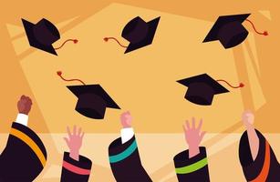 Graduation caps in the ceremony design vector