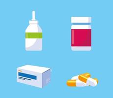 Set of medicines treatments icons