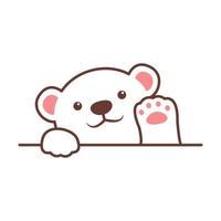 Cute polar bear waving paw cartoon  vector