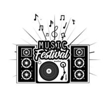 Radio and speakers for music festival design vector