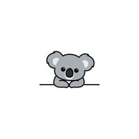 lindo, koala, reclinado, pared, caricatura vector