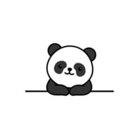 Cute panda leaning on wall cartoon  vector