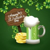 St. Patrick day banner with glass of beer vector