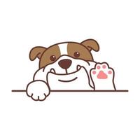 Cute english bulldog waving paw cartoon vector