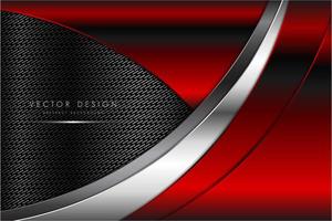 Red metallic background with carbon fiber texture vector