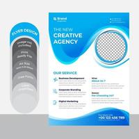 Blue and White Curve Shapes Business Flyer Template vector