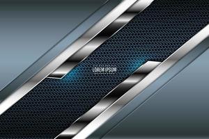 Blue and silver metallic background with carbon fiber vector
