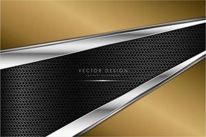 Gold metallic background with carbon fiber texture vector