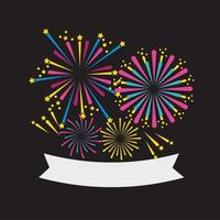 Fireworks icon set with ribbon vector