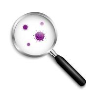 Microscopic virus under magnifying glass