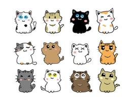 conjunto de gatos de dibujos animados lindo vector