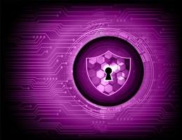 Closed padlock on purple digital background