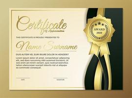 Premium golden black certificate template design vector