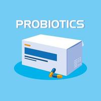 caja de cápsulas de medicamentos probióticos vector