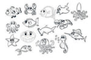 Set of Sea Animals vector