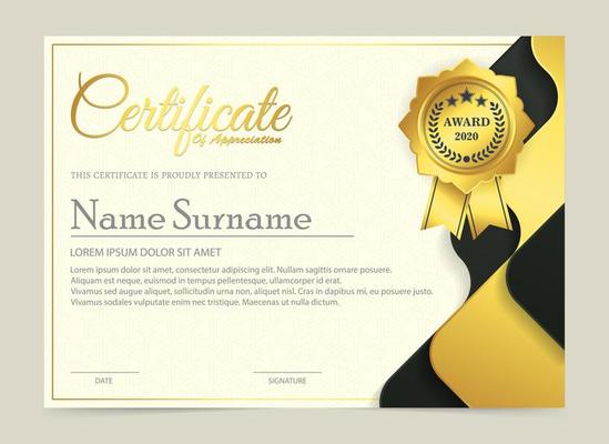 Premium golden black certificate template