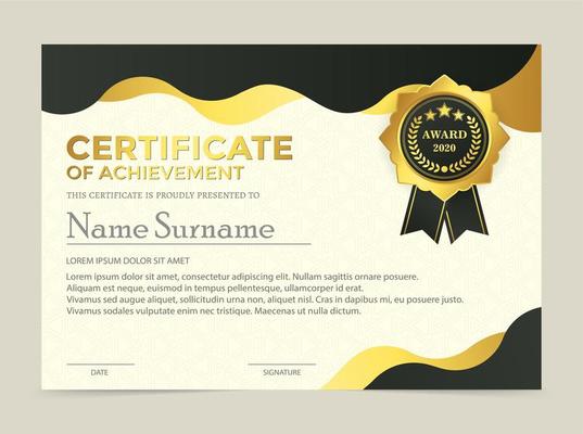 Premium golden black certificate template design