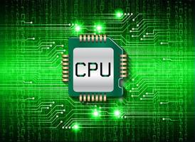 Fondo de concepto de tecnología futura de circuito cibernético de cpu verde vector