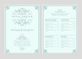 Menu layout with ornamental elements vector