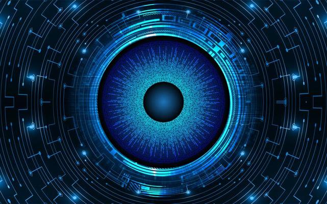 Blue eye cyber circuit future technology concept