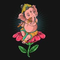Ganesha Playing Flute vector