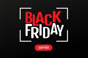 Black Friday text design and shop now buttons vector