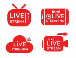 Live streaming symbol set Online broadcast icon  vector