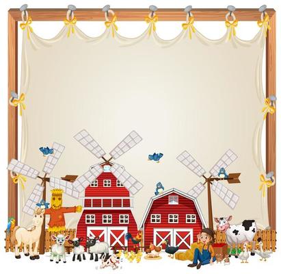 Cartoon farm themed banner template