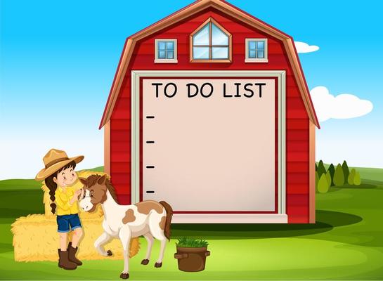 To do list board template in a farm scene