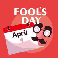 April fools day with crazy face accessories and calendar vector