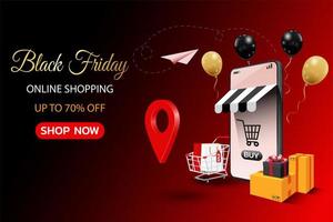 Black friday online shopping banner vector