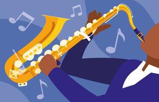 Man playing saxophone instrument vector