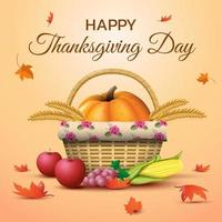 Happy Thanksgiving Day Basket Design vector