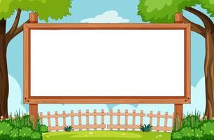 Blank wooden board outdoors template vector