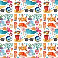 Mermaid and summer seamless pattern background vector