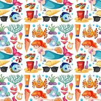 Mermaid and summer seamless pattern background vector