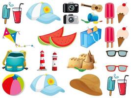 Large set of different summer objects vector