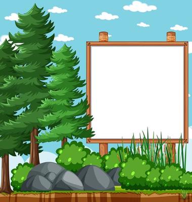 Blank wooden frame in nature park 