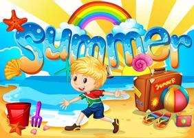 Little boy enjoy summer on the beach vector