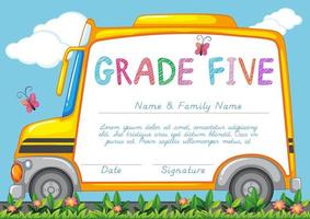 Certificate with background of school bus in the park vector