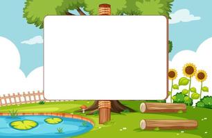 Blank banner in nature park scene vector