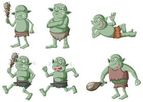 Set of dark green goblins vector