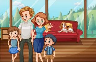 Happy family at home  vector