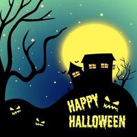 Halloween night with haunted house vector