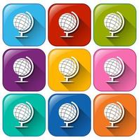 Buttons with globes vector