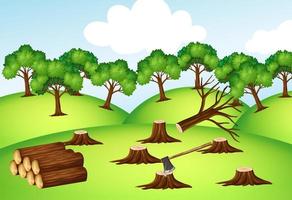 Mountains with chopped trees vector