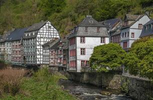 Houses along the Rur river, Monschau, Germany