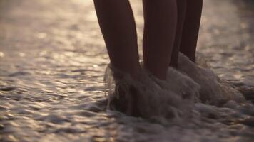 Couple standing at sea shore video