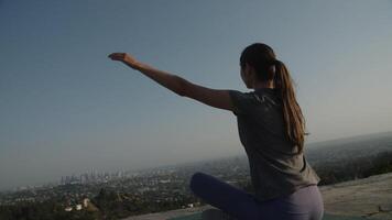 Slow motion of woman meditating video